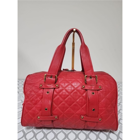 Authentic MCM Quilted Boston Leather Bag Red - Picture 3 of 14